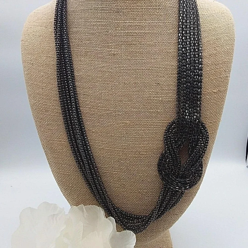 Long Chunky Necklace‎ Gun Metal Multi Chains Necklace Belt 32-35